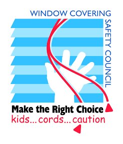 Window covering safety council logo. Make the right choice. Kids cords caution.